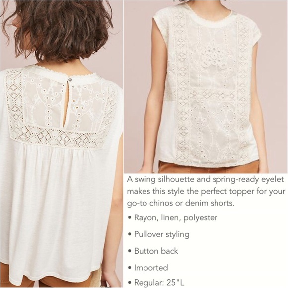 Anthropologie Tops - Anthropologie TINY Maddie Embroidered Eyelet Top